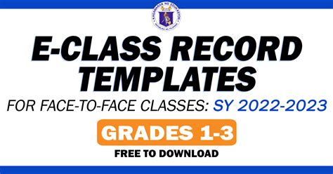 e-class record grade 1-3|DepEd Electronic Class Record (ECR) Templates for .